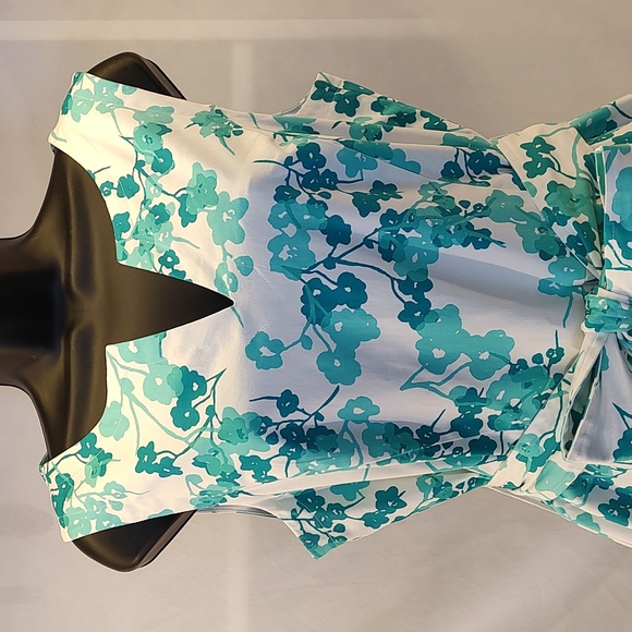 Women's aqua & white sleeveless dress by NINE WEST. Size 10. - Picture 2 of 11